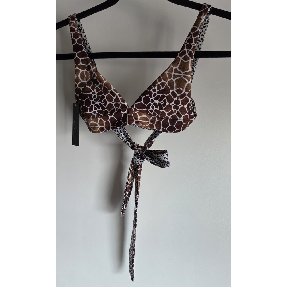Lali + Layla Bikini Top XS Animal Print Brown White Black Swimwear NWT